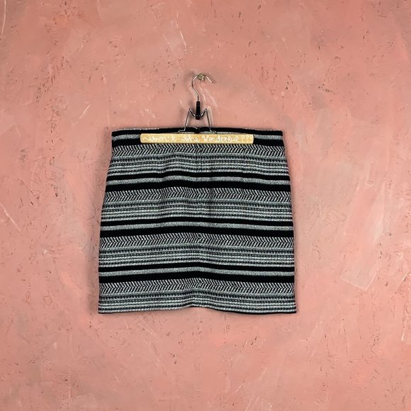 NWT Black & White Striped Mini Skirt/Size 8 Black Mini Skirt/Black Cotton Skirt/ - Picture 7 of 9